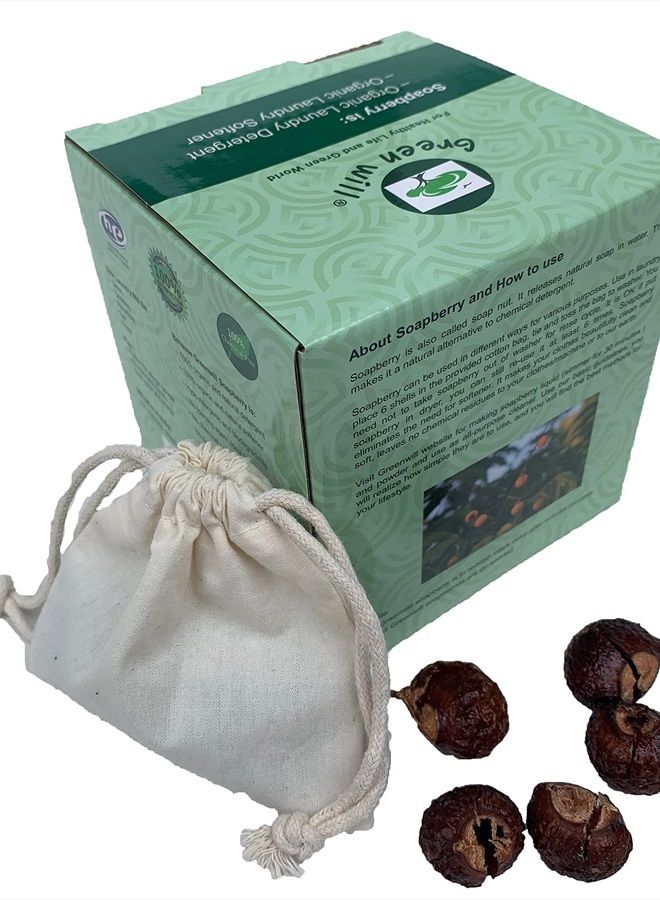 Greenwill 0.75 Pound (12 Ounces) Organic De-seeded Soapberry / Soap Nut with 1 Wash Bag - Image 2