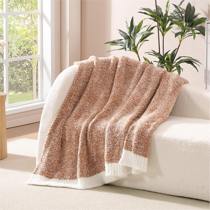 WRENSONGE Throw Blanket Cationic Dyeing Burnt Orange Soft Cozy Fluffy Warm Hand Made Weave Throw Blankets for Couch, Sofa, Chair, Bed, Camping, Picnic, Travel Lightweight Bed Blanket - 60"*80" - Image 2