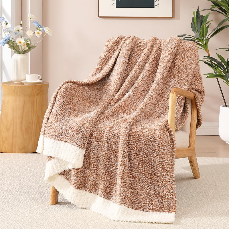 WRENSONGE Throw Blanket Cationic Dyeing Burnt Orange Soft Cozy Fluffy Warm Hand Made Weave Throw Blankets for Couch, Sofa, Chair, Bed, Camping, Picnic, Travel Lightweight Bed Blanket - 60"*80" - Image 1