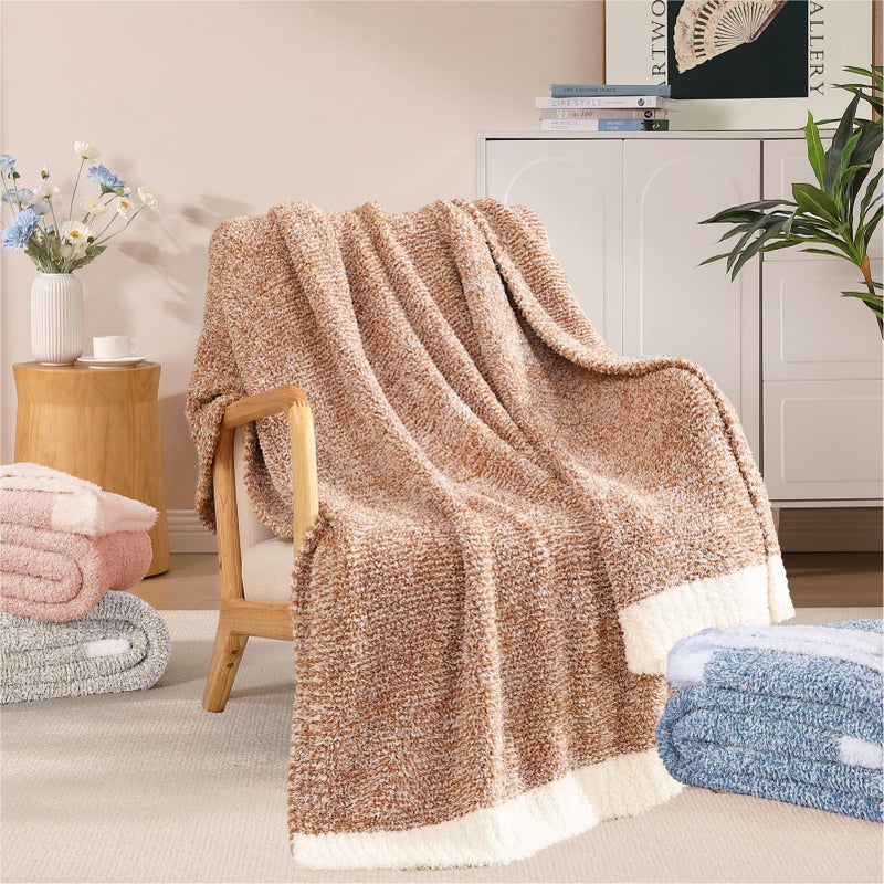 WRENSONGE Throw Blanket Cationic Dyeing Burnt Orange Soft Cozy Fluffy Warm Hand Made Weave Throw Blankets for Couch, Sofa, Chair, Bed, Camping, Picnic, Travel Lightweight Bed Blanket - 60"*80" - Image 3