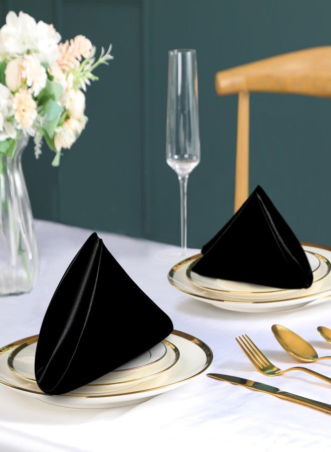 Eychei 100 Pack Black Satin Napkins and Napkin Rings Set, 12 x 12 Inch Silky Soft Cloth Napkins Set of 50, Square Satin Dinner Table Napkins Bulk for Wedding Banquet Graduation Party Decoration - Image 4
