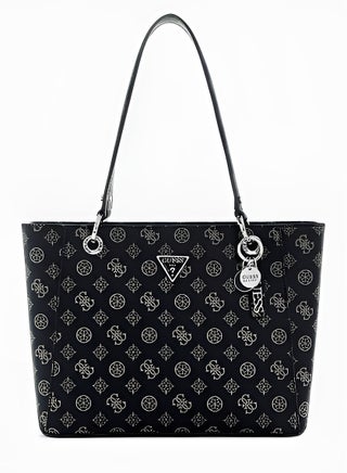 GUESS Black Monogram Tote Bag For Women