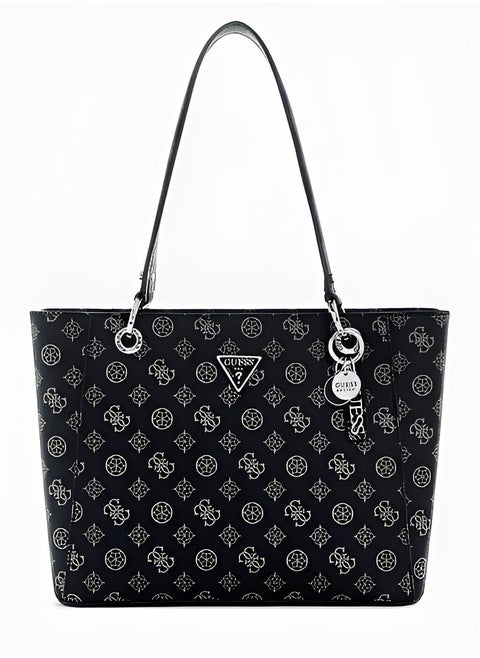 GUESS Black Monogram Tote Bag For Women
