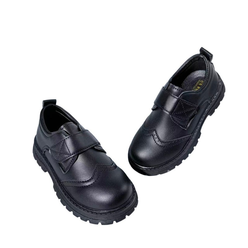 HAKI Boys' Leather School Shoes – Black Low-Top Velcro Dress Shoes for Performances & Formal Wear - Image 5