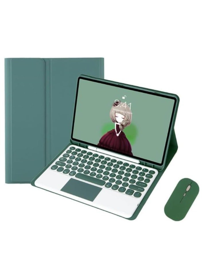 Keyboard Case Compatible with Samsung Galaxy Tab A9 Plus (X210/X215/X216), Retro Round Key with Mouse Color Keyboard with Detachable Touch Keyboard Cover