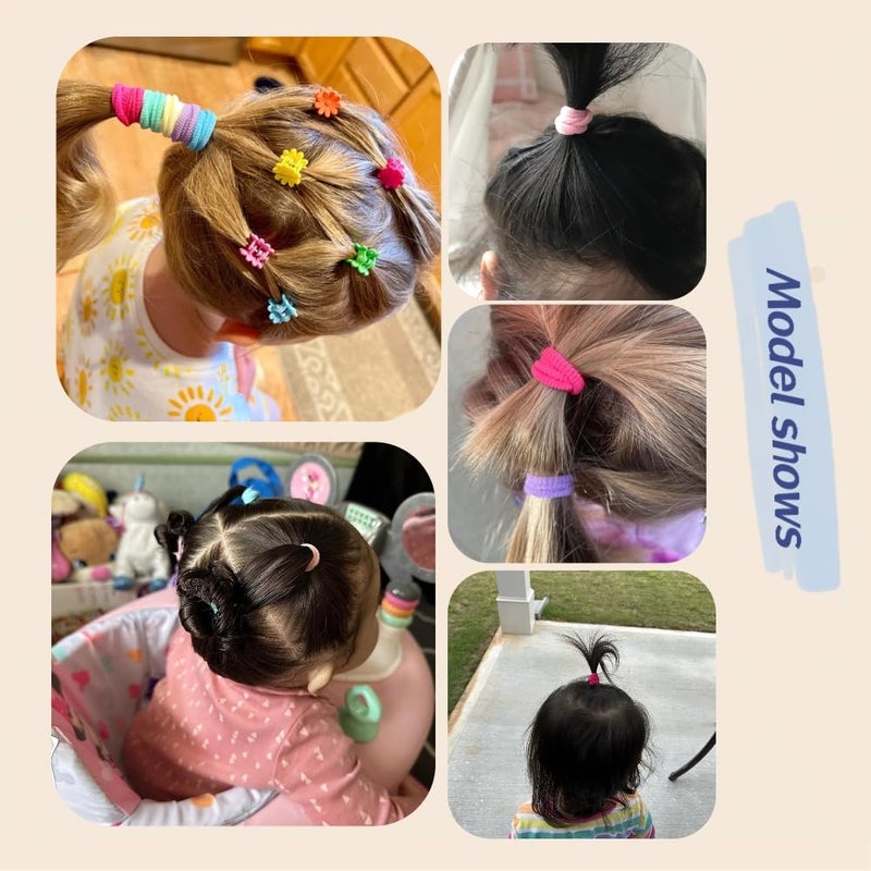 BBgifts Cotton Baby Hair Ties for Toddler Girls and Kids 150PCS Infant Seamless Hair Accessories Elastic Ponytail Holders 1 Inch and Assorted Colors - Image 2