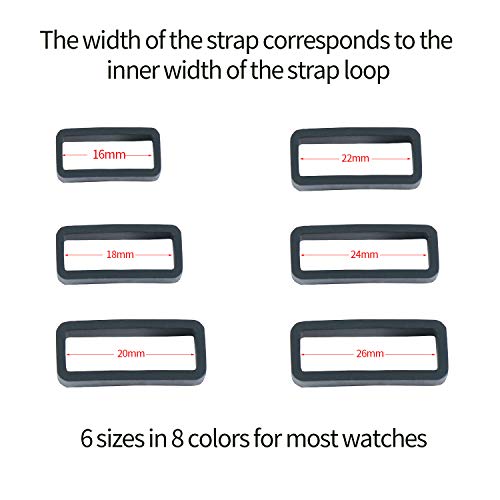 KHZBS rubber silicone watch band strap loops keeper holder retainer with tool included (6 packs 20mm white) - Image 3
