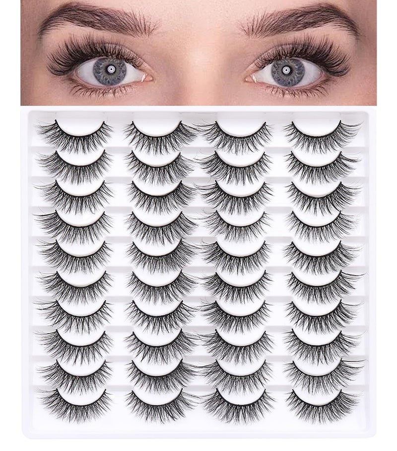 Azenlo False Eyelashes 20 Pairs 10-18mm Long Lashes Wispy Lashes Faux Mink Lashes 3D Fluffy Cat Eye Lashes ï¼ˆstyle 20-060) - Image 1