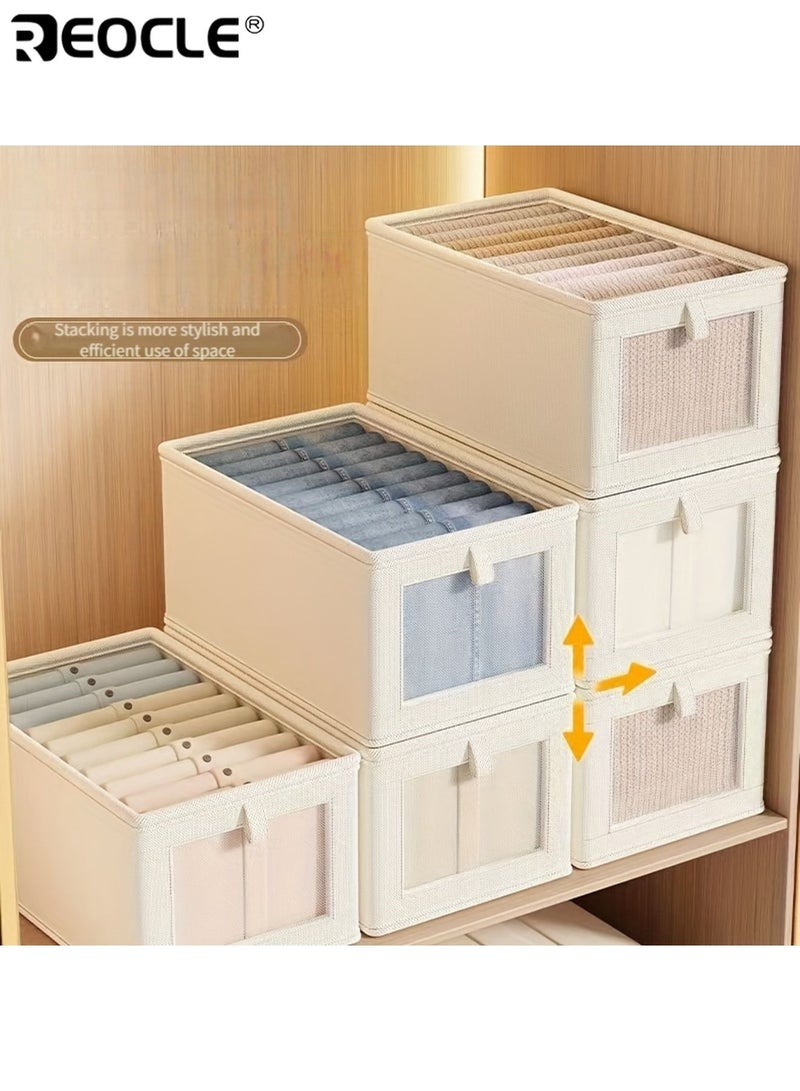 ريوكل 2 قطعة منظم ملابس من قماش أوكسفورد بسعة كبيرة مع غطاء علوي قابل للفتح بتصميم نافذة صندوق تخزين للملابس الداخلية والألحفة مناسب للخزانة وتحت السرير تنظيم منزلي متعدد الوظائف - Image 4