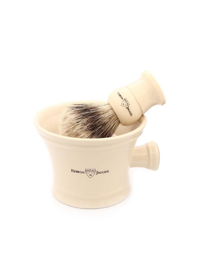 Edwin Jagger RN47 Traditional Porcelain Luxury Shaving Bowl with Handle for Shaving Cream or Shaving Soap for Men and Women (Ivory) - Image 2