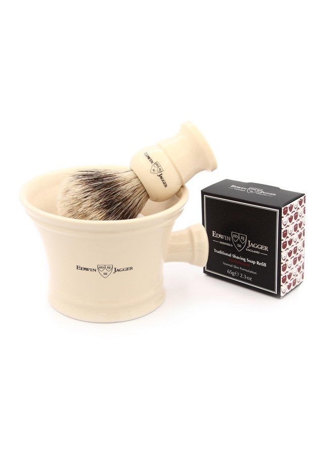 Edwin Jagger RN47 Traditional Porcelain Luxury Shaving Bowl with Handle for Shaving Cream or Shaving Soap for Men and Women (Ivory) - Image 3