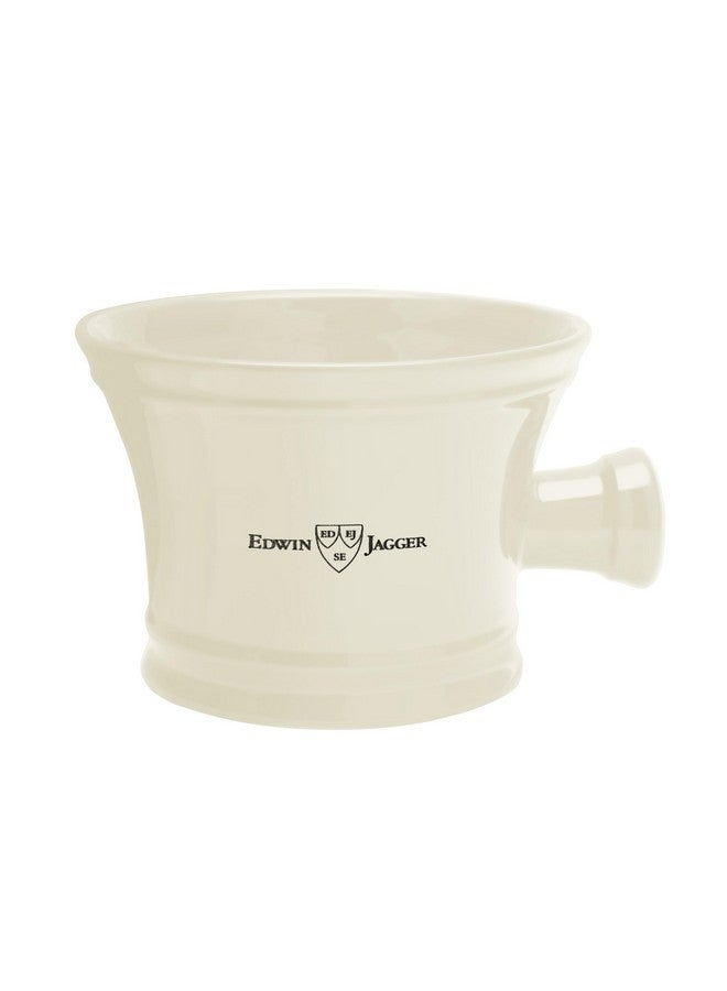 Edwin Jagger RN47 Traditional Porcelain Luxury Shaving Bowl with Handle for Shaving Cream or Shaving Soap for Men and Women (Ivory) - Image 1
