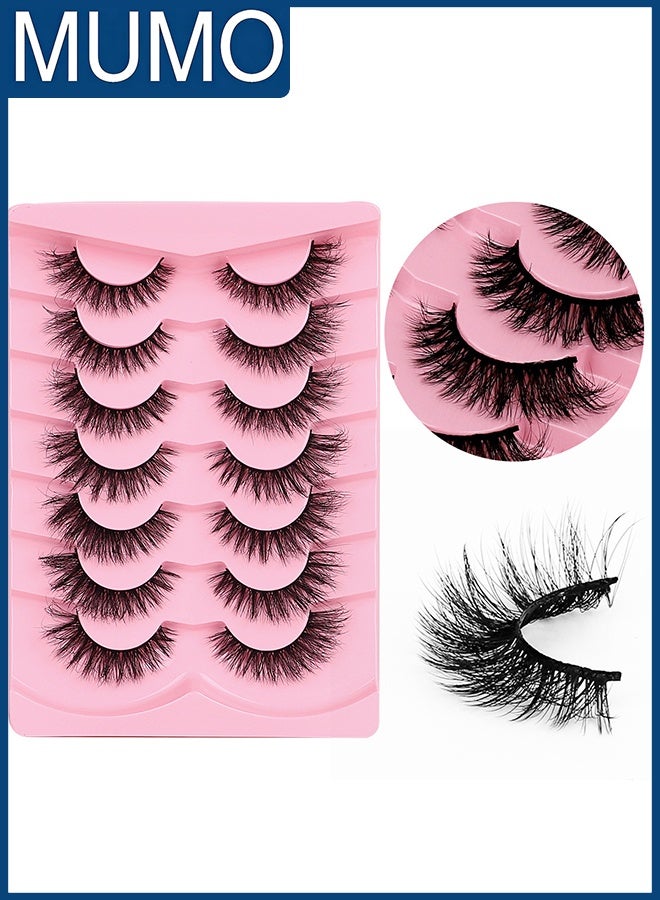 7 Pairs Half Eye False Eyelashes  - Premium Natural to Dramatic Eyelash Extension Set 7x12mm- Reusable Fake Lashes for Beauty Makeup - Raw-Edged False Eyelashes, Thick and Multi-layered, Curled and Fluffy - Image 1