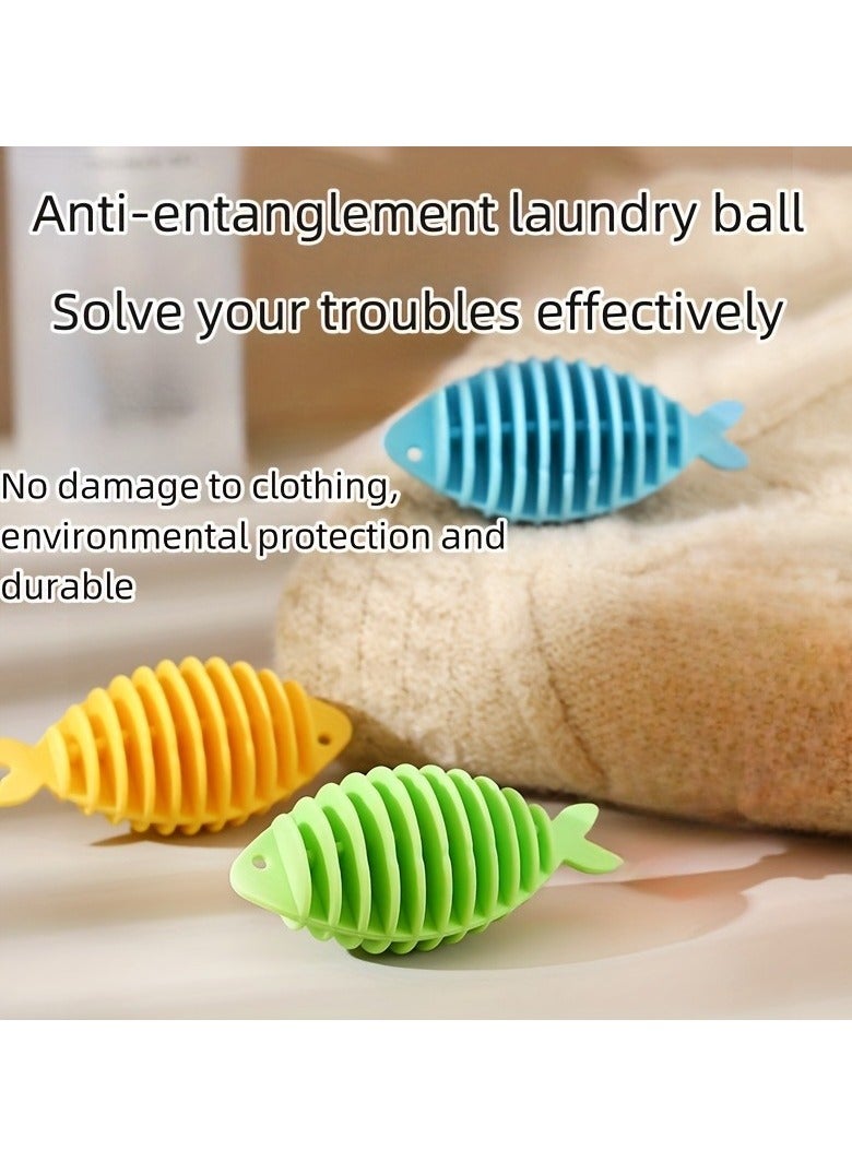 Soft glue laundry ball small fish household washing machine laundry ball anti-entanglement artifact clothing decontamination washing and cleaning,3pcs - Image 1