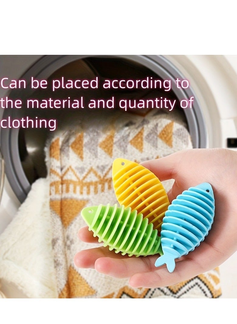 Soft glue laundry ball small fish household washing machine laundry ball anti-entanglement artifact clothing decontamination washing and cleaning,3pcs - Image 2