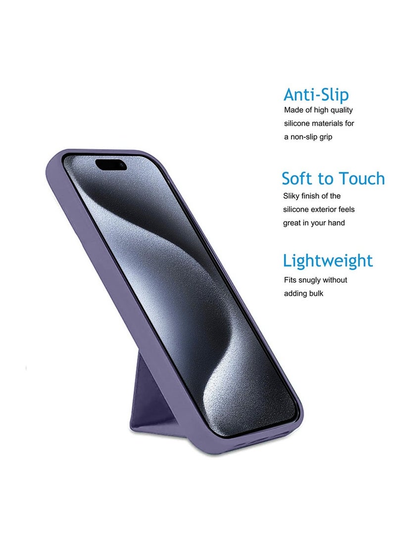 Techie غطاء سيليكون ناعم وسلس مع مقبض يد مغناطيسي وآلية داخلية من الألياف الدقيقة لجهاز آبل آيفون 15 برو ماكس - بنفسجي - Image 3