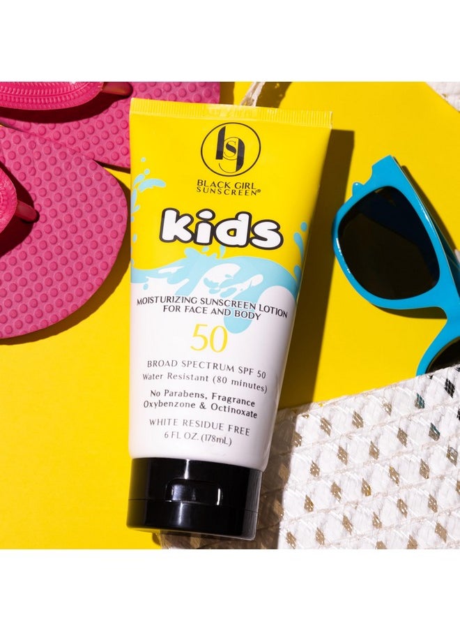 BlackGirlSunscreen - Black Girl Sunscreen Large Kids Spf 50 Sunscreen Lotion 6 Oz Vegan & Waterresistant Will Not Leave White Residue (6 Fl. Oz.) - Image 1