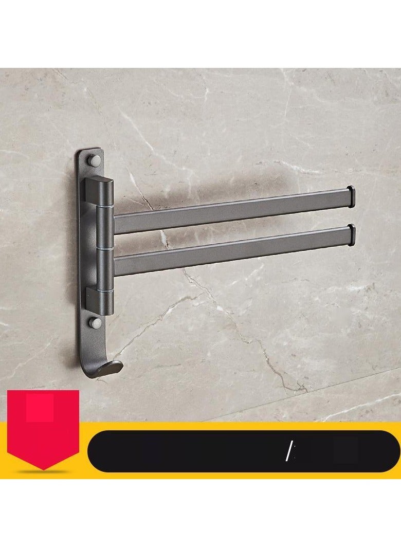 Loquat Space Aluminum Swivel Bathroom Towel Bar(5453H-2 Space Aluminum Gun Metal Grey Activity Double Towel Bar) 