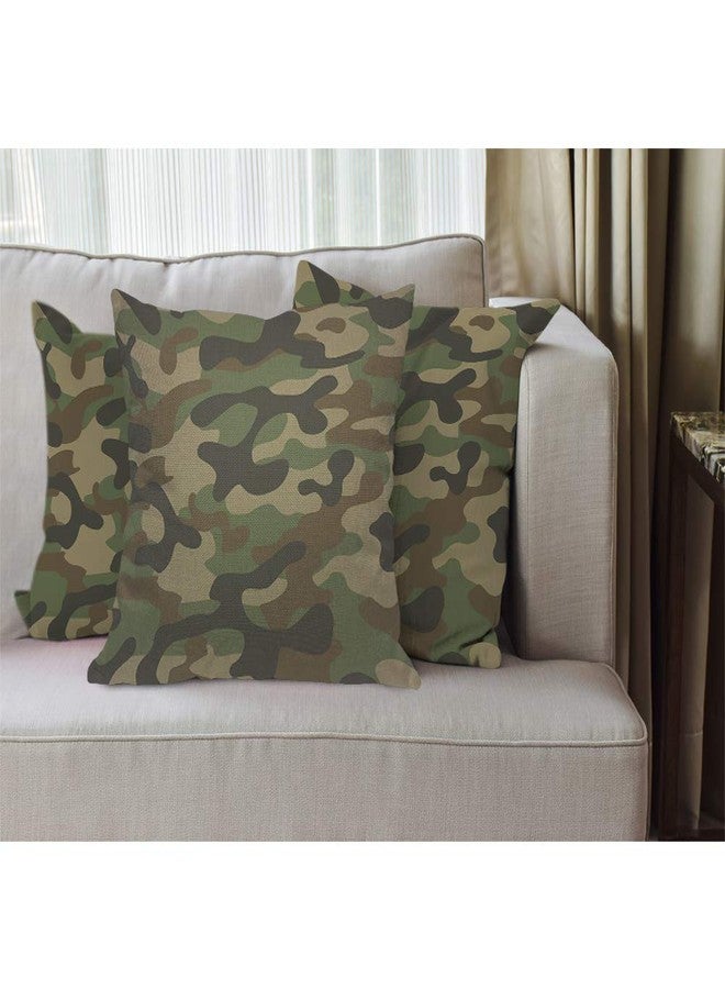 EKOBLA Camouflage Throw Pillow Cover Military Army Green Hunting Solider Combat Forest Woodland Cozy Square Cushion Case for Men Women Boys Girls Room Home Decor Cotton Linen 18x18 Inch - Image 2