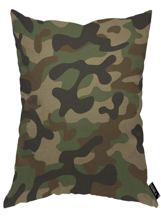 EKOBLA Camouflage Throw Pillow Cover Military Army Green Hunting Solider Combat Forest Woodland Cozy Square Cushion Case for Men Women Boys Girls Room Home Decor Cotton Linen 18x18 Inch - Image 1