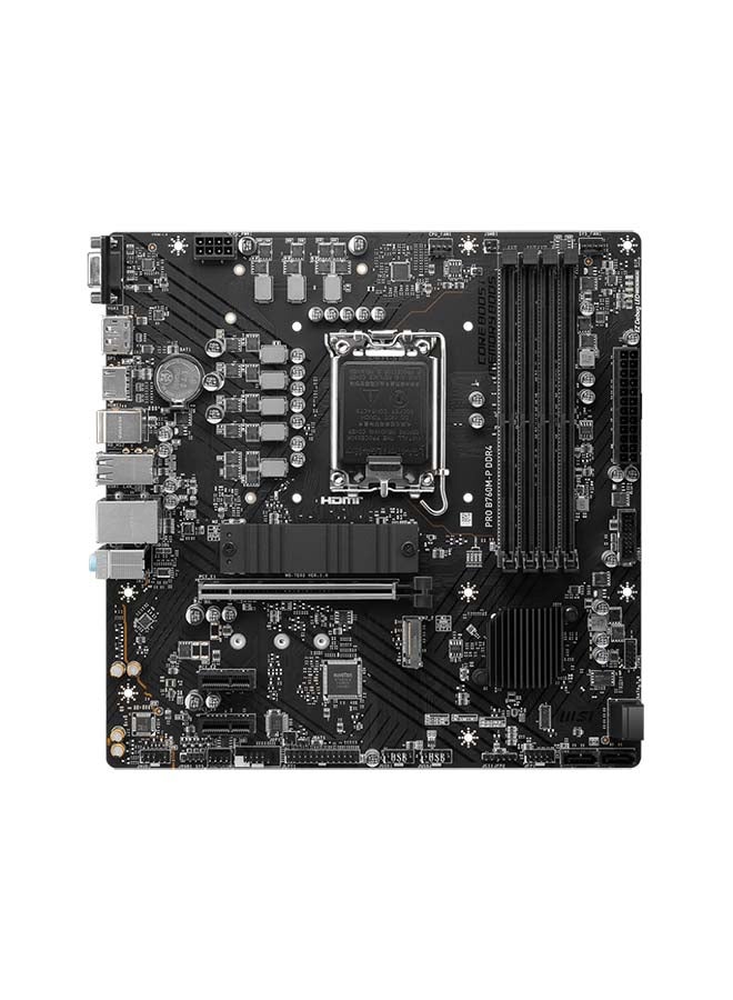 MSI Pro B760M-P DDR4 Intel LGA 1700 MATX Motherboard, Intel B760 Chipset, 4x DDR4, 128GB Max Support, 1x PCI-Ex16, Gigabit LAN, 2x M.2, 1x HDMI, 1x USB 3.2 1x DP, 1xVGA, 4X USB 2.0 | 911-7E02-006 Black - Image 2