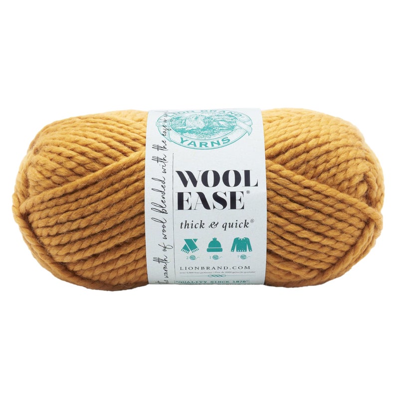 Lion Brand Yarn WoolEase Thick and Quick Yarn Soft and Bulky Yarn for Knitting Crocheting and Crafting 1 Pack Mustard