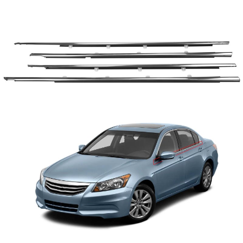 ZONFANT 4 Pcs Car Outer Door Window Moulding Trim Weatherstrip Seal Belt Compatible with Honda Vehicle 20082012 Accord Replace72410TA0A01 72450TA0A01 72910TA0A01 72950TA0A01