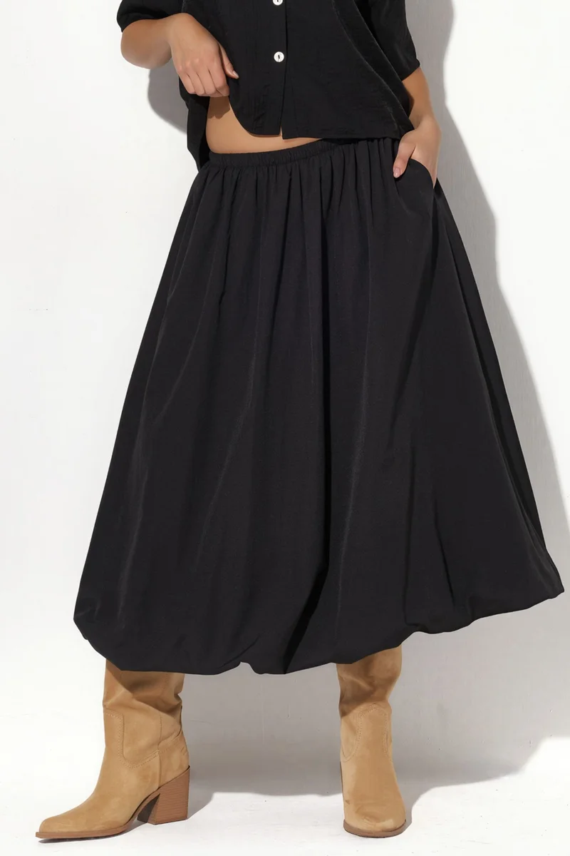 BUSEM High-Waist A-Line Midi Skirt