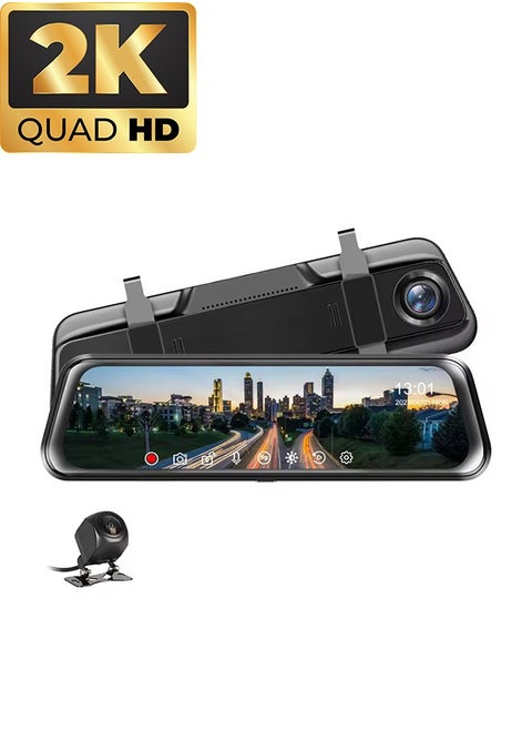 9.66inch Dash Cam panoramic HD night vision reversing image large screen streaming rearview mirror trip recorder.
