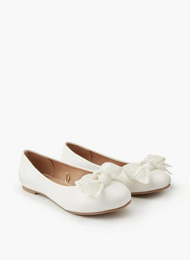 Little Missy Girls Bow Detail Ballerina Shoes