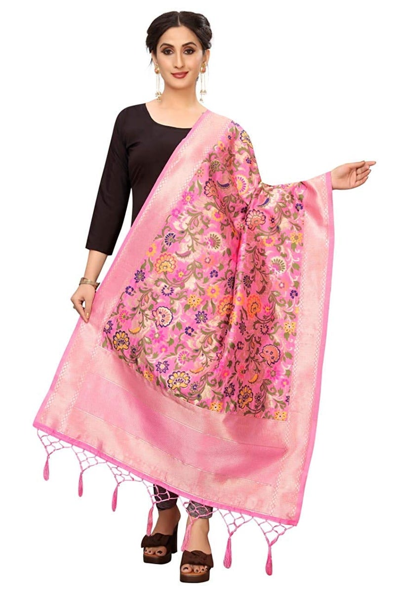 JENNY DESIGNER شال بناراسي حرير مطبوع للنساء - Image 1