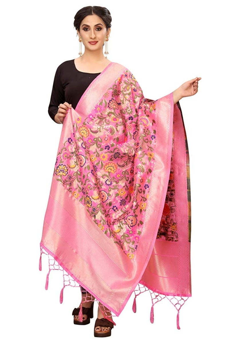 JENNY DESIGNER شال بناراسي حرير مطبوع للنساء - Image 2