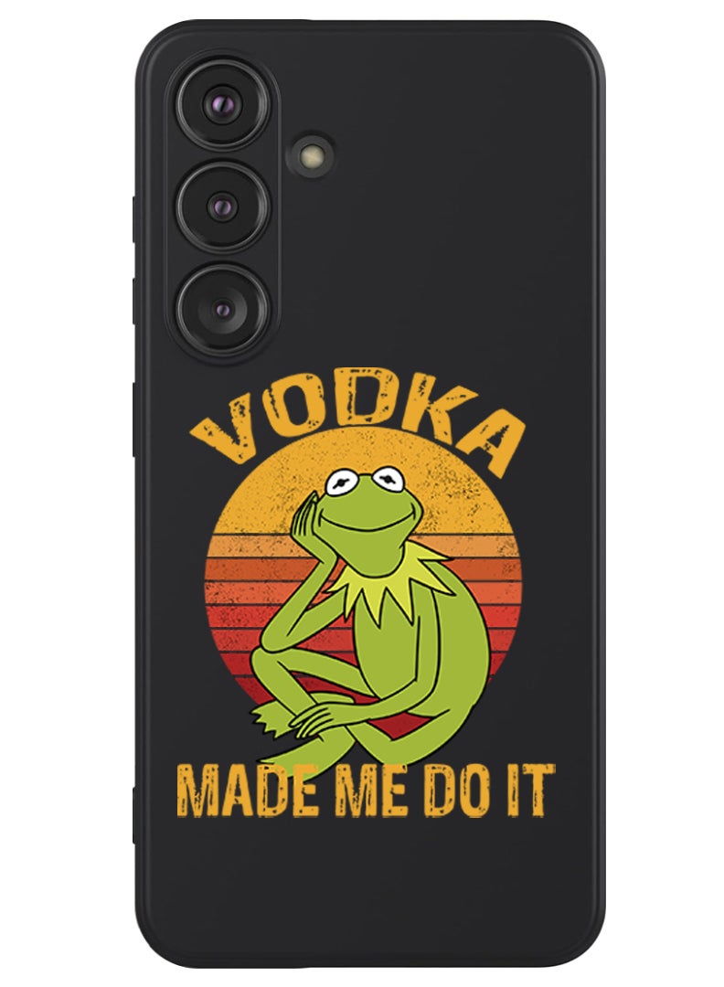 Theodor Protective Slim Fit Case Liquid Silicone Cover with Full Body Protection Anti-Scratch Shockproof Case For Samsung Galaxy S24 (Black) - Vodka made me do it - Image 1