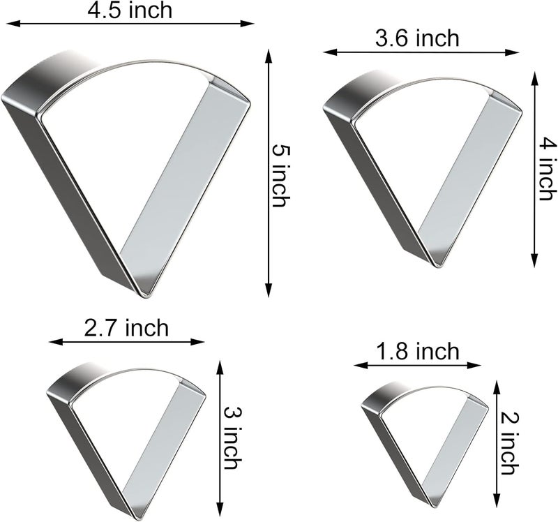 QAAQS Pizza Slice Cookie Cutter Set Large - 5 Inch, 4 Inch, 3 Inch, 2 Inch - Geometric One-eighth Circle Candy Corn Geometric Cookie Cutters Shapes Molds - Stainless Steel - Image 2