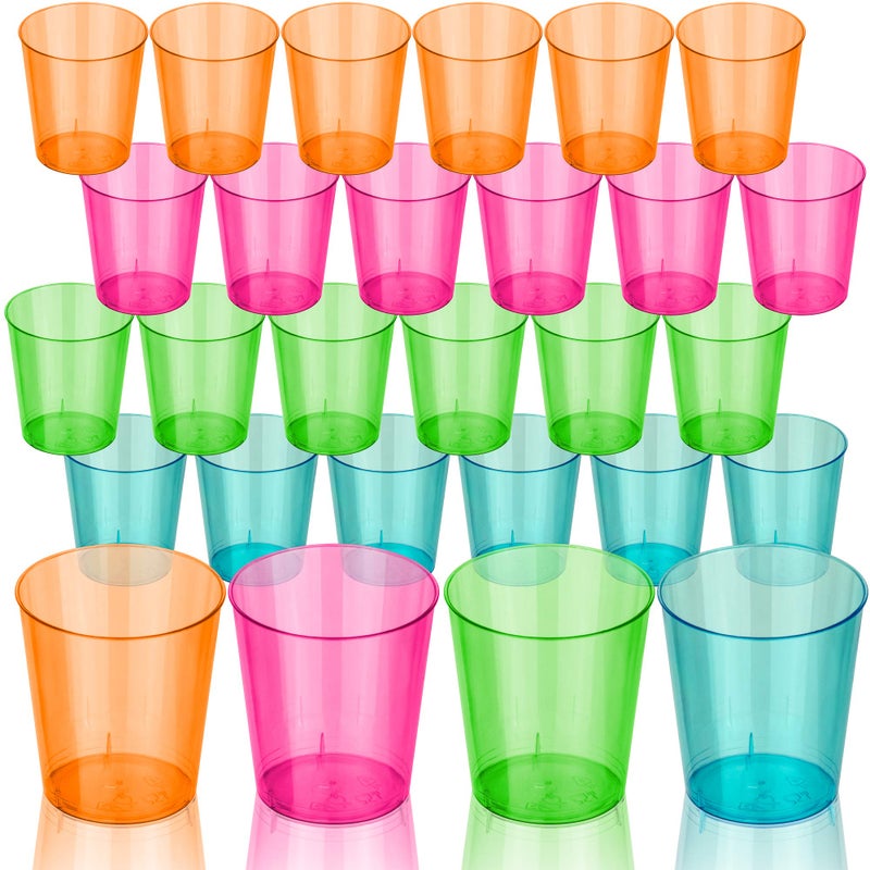 DecorRack DecorRack 2 Oz Neon Shot Glasses Plastic Shot Cup Disposable Party Cups Mini Cups Shot Glasses 24 Pack