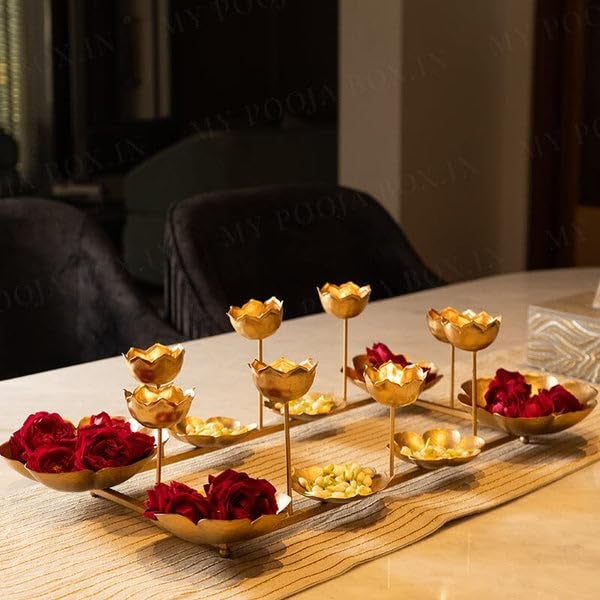 Roshan Handicraft Decorative Golden Rectangular Framed Rangoli TLight Standfor Home Decoration for Diwali Gift - Image 3