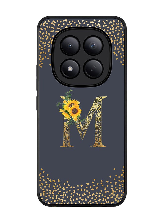 For Xiaomi Redmi Note 15 Pro 4G Case,Slim fit Camera Protection, Shockproof Thin Phone cover  - Custom Floral Monogram - M  (Grey )