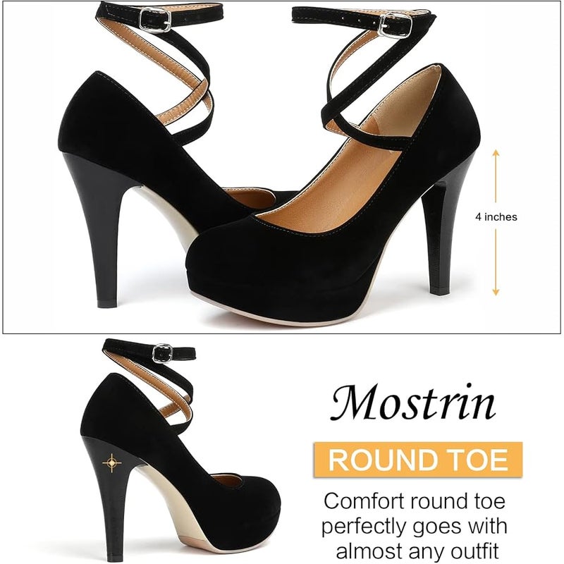 Mostrin موسترين حذاء نسائي عصري كلاسيكي بكعب عالي ومثير مع ربطة عنق صغيرة - Image 4