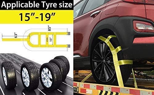 JCHL Tow Dolly Basket Strap System with Flat Hook - Universal Vehicle Tow Dolly Strap, 2 Pack - Yellow - Fits 15"-19" Tires - 10000 lbs Capacity - Image 4