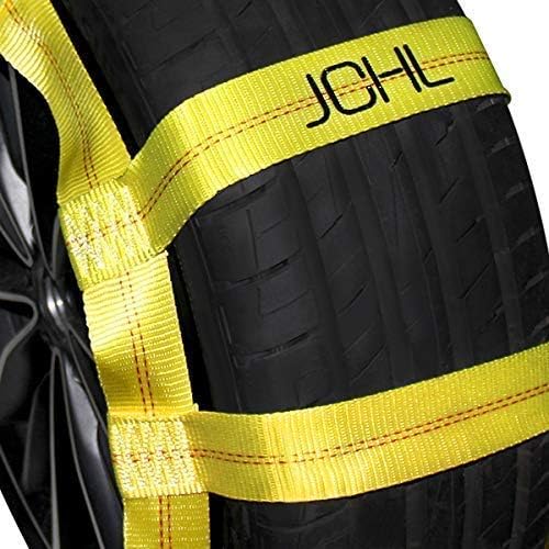 JCHL Tow Dolly Basket Strap System with Flat Hook - Universal Vehicle Tow Dolly Strap, 2 Pack - Yellow - Fits 15"-19" Tires - 10000 lbs Capacity - Image 5