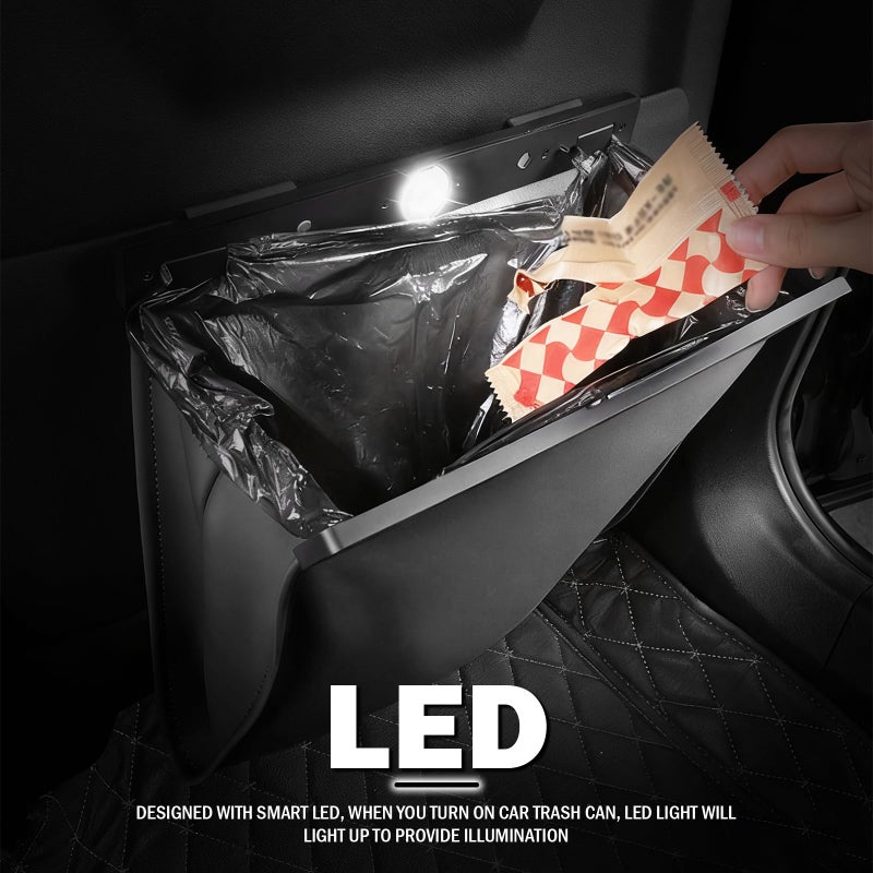 YGDMD LED Car Trash Can Leak-Proof,Strong Magnetic Fast Closing Car Trash Bin as Cars Organizers and Storage,Cars Garbage Can with Automotive Trashs Bag for Backseat,Console,Door - Image 4