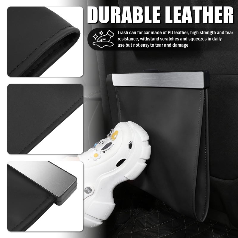 YGDMD LED Car Trash Can Leak-Proof,Strong Magnetic Fast Closing Car Trash Bin as Cars Organizers and Storage,Cars Garbage Can with Automotive Trashs Bag for Backseat,Console,Door - Image 3