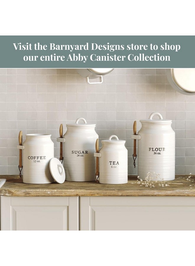 Barnyard Designs Flour Canister for Kitchen Counter, Decorative Ceramic Flour Container, Rustic Farmhouse Canister Jar, White - Image 3