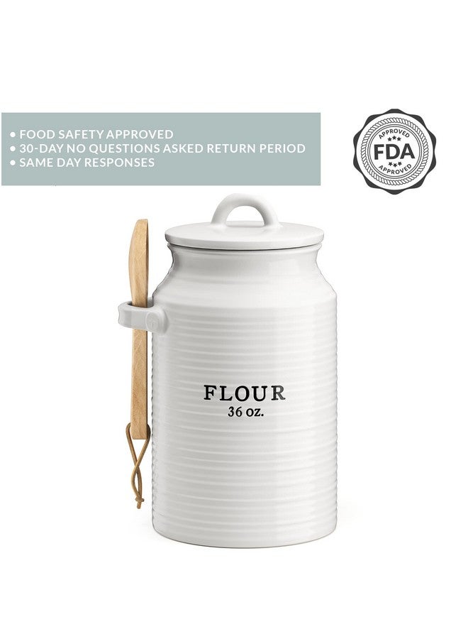Barnyard Designs Flour Canister for Kitchen Counter, Decorative Ceramic Flour Container, Rustic Farmhouse Canister Jar, White - Image 5