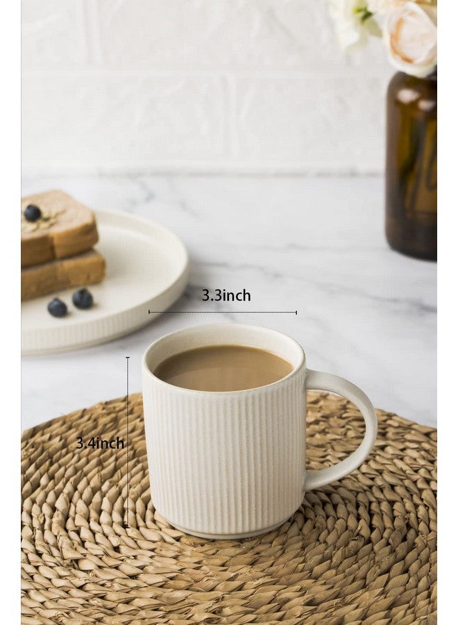 famiware Coffee Mug Set for 6, Star 12 oz Catering Mugs Cup Set with Handle for Coffee, Tea, Cocoa, Milk - Ceramic Stoneware Drinkware Set, Matte White - Image 5