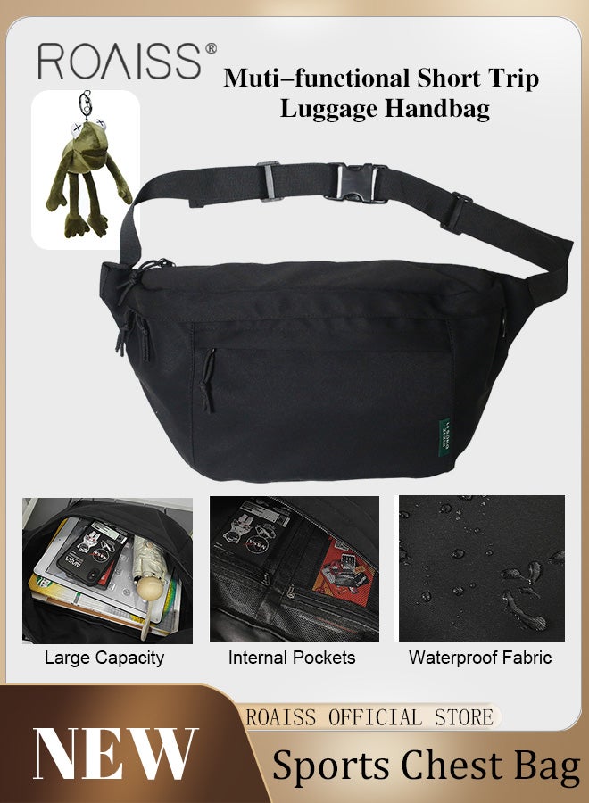 roaiss Unisex Multifunctional Chest Bag Large Capacity Shoulder Sling Bag for College Students 13 inch Laptop Bag Ideal for multipurpose  Activities with Frog Pendant - Image 2