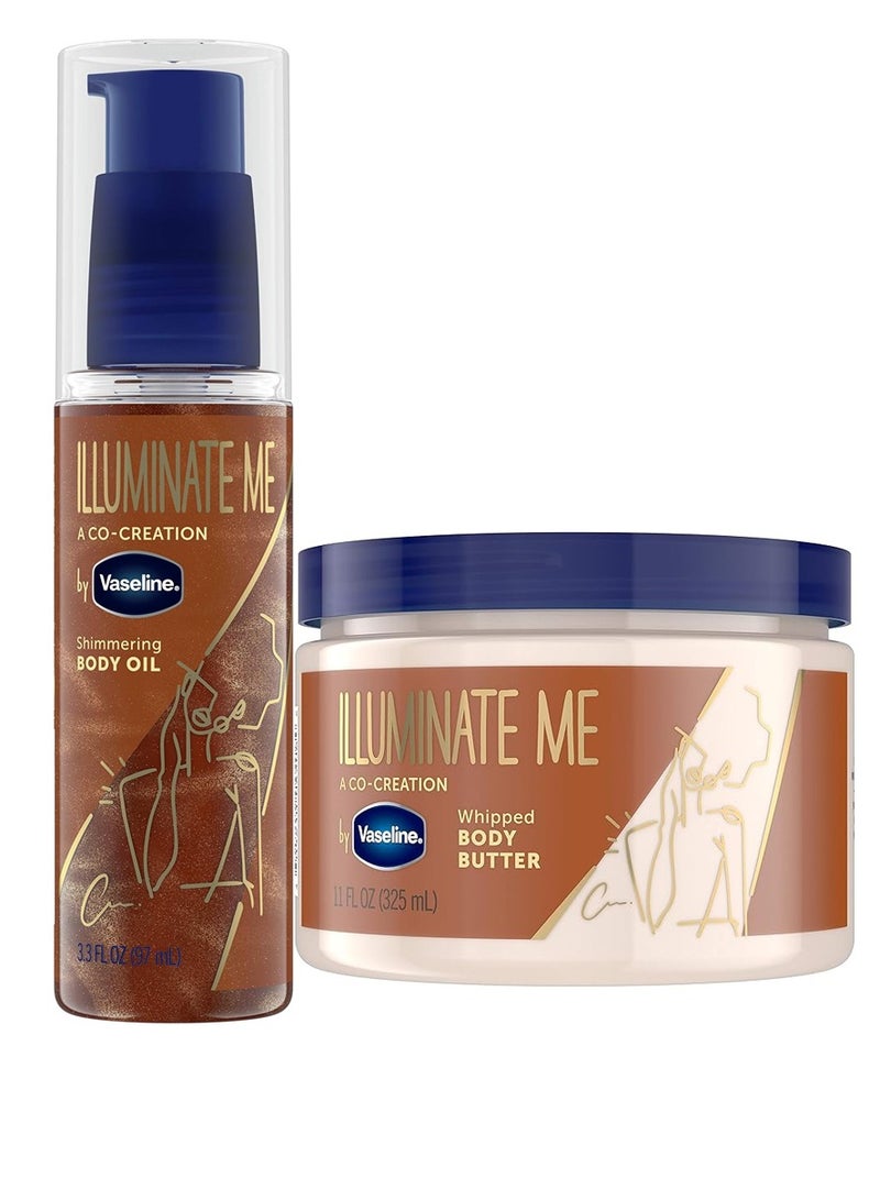 مجموعة فازلين "إلومينيت مي" للنضارة (زيت الجسم اللامع 97 مل+ زبدة الجسم المخفوقة 325 مل)