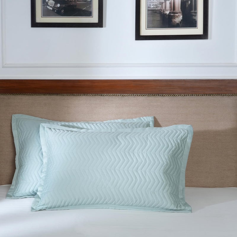 Maspar Colorart Penelope Misty Aqua Quilted Standard Pillow Sham Set - Image 1