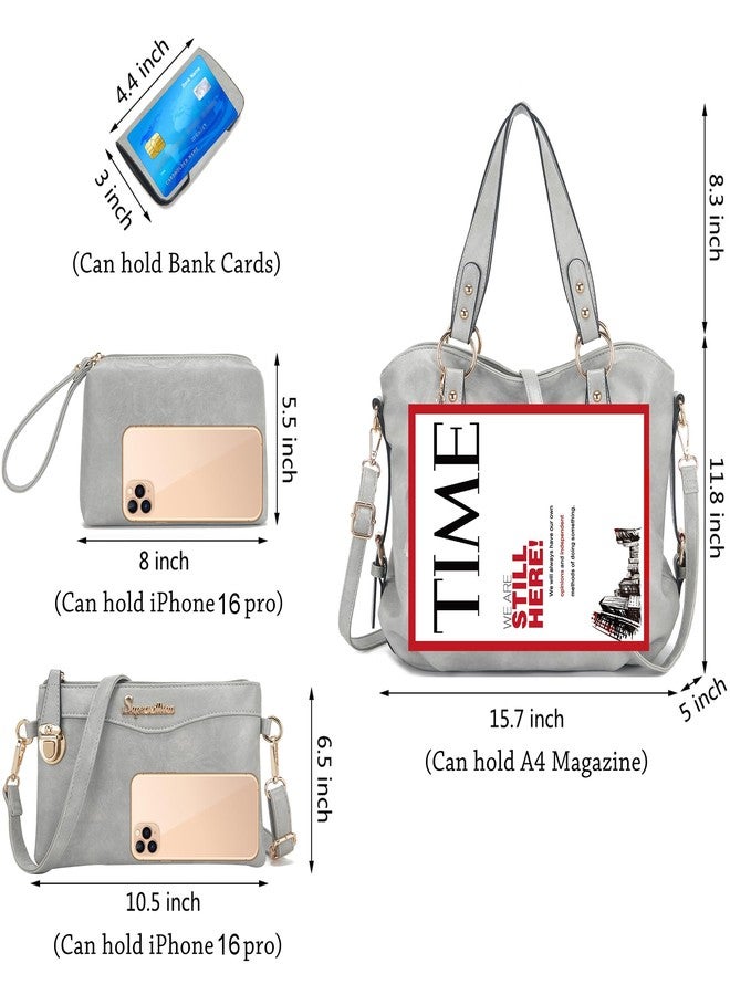 Soperwillton Fashion Handbag for Women Shoulder Bag Top Handle Satchel Hobo Tote Bag Purse Set 4pcs - Image 5