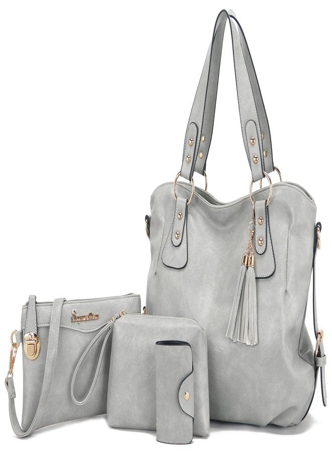 Soperwillton Fashion Handbag for Women Shoulder Bag Top Handle Satchel Hobo Tote Bag Purse Set 4pcs - Image 1